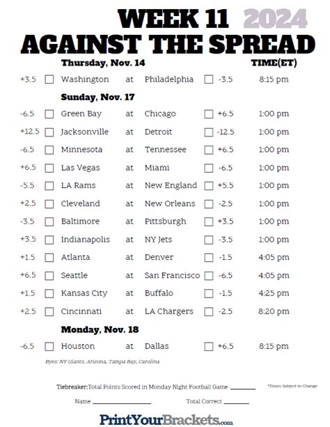 week 11 nfl lines|nfl spread for week 11.
